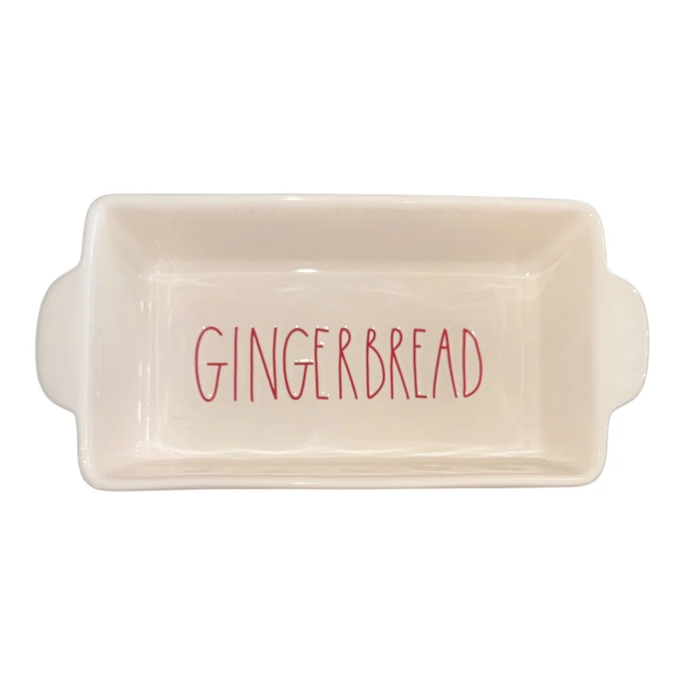 Rae Dunn Ceramic Gingerbread Loaf Pan, White, 9 Inch, Bakeware Collection